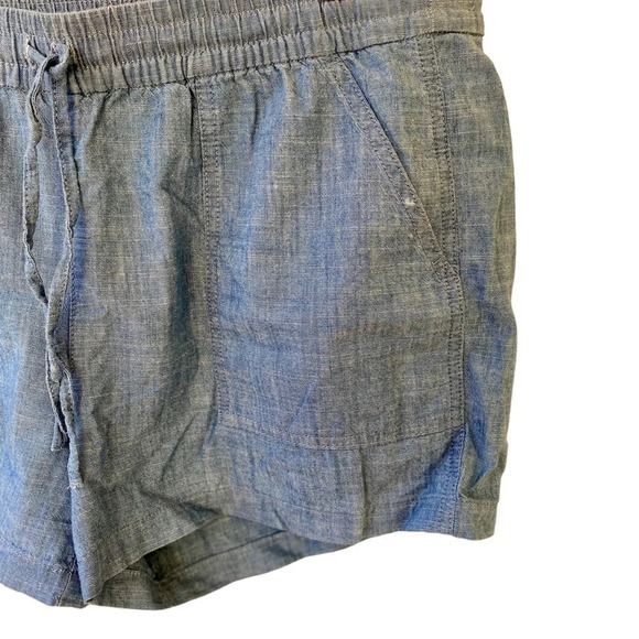 J. Crew Chambray Blue Tie Elastic Waist Cotton Shorts Small - Picture 4 of 8